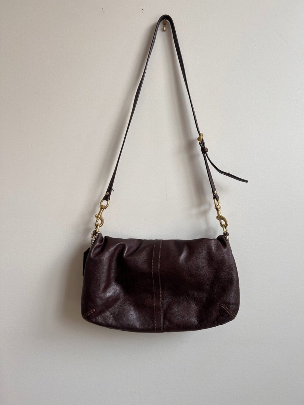 Coach Brown Leather Convertible Shoulder Bag Tote | Pink Lining | Brass Hardware - Picture 5 of 16